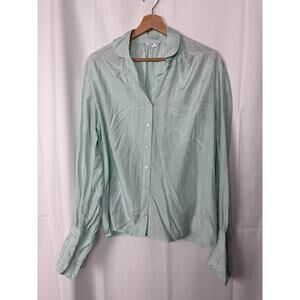 Vintage Royal Silk Women's100% Pure Silk Button-Down Blouse Size 14 Mint Green